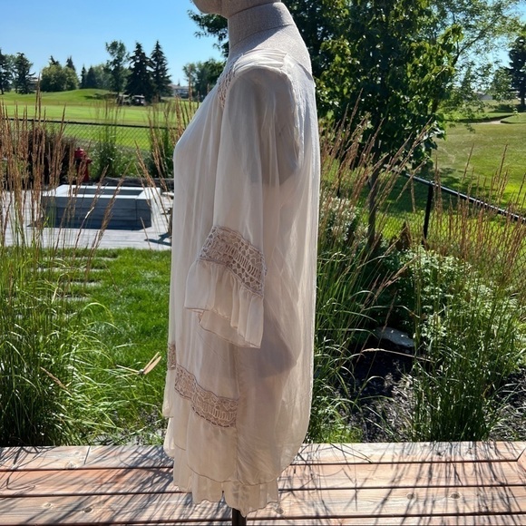 Giulia Italy Silk Crochet Flowy Bohemian Babydoll Dress - Picture 3 of 15